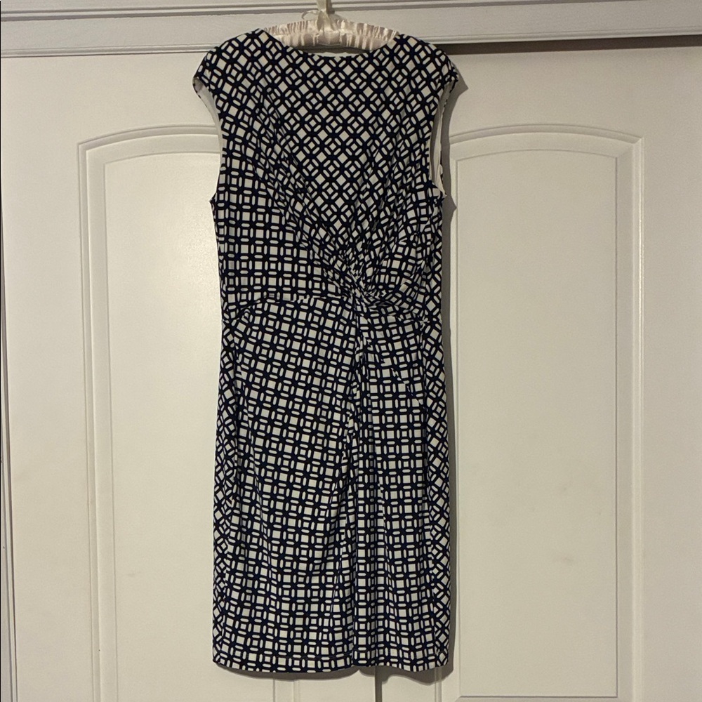 Lauren Ralph Lauren Navy and White Geometric Midi Dress